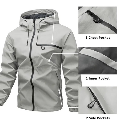 💦Men's Outdoor Sports Solid Color Jacket 🤩– Waterproof & Windproof, Perfect for All Seasons