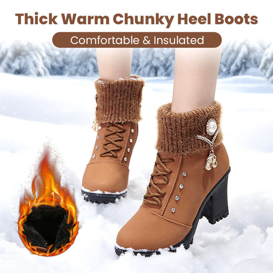 🔥Limited stock available 50% OFF🔥Women's Thick Warm Chunky Heel Boots👢