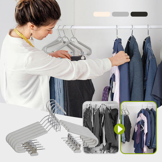 🔥Hot Sale✨Non-Slip Clothes Hangers with Clips and Hook