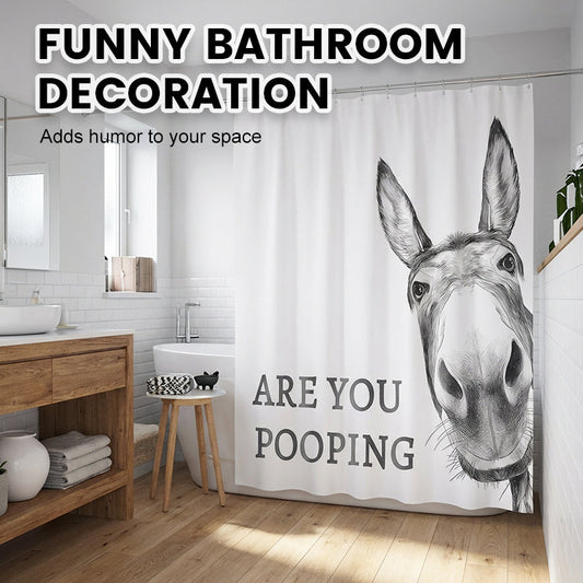 📢50% OFF NOW!!🔥Funny Donkey Shower Curtain with Hooks