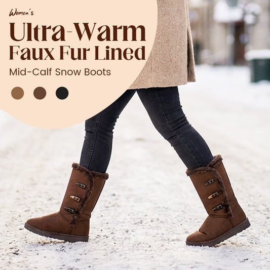 👢 30% OFF NOW! ⚡50K+ SOLD!❄️Women's Ultra-Warm Faux Fur Lined Mid-Calf Snow Boots