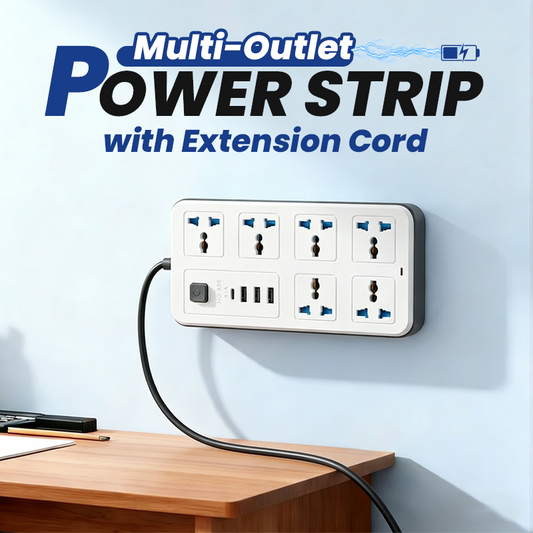 🔌 50% Off ⚡ Multi-Outlet Power Strip with Long Extension Cord – USB Ports, Surge Protection & Compact Design 📱