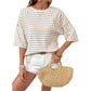 🔥HOT SALE 40% OFF✨Women's Striped Relaxed Fit T-Shirt— Free Shipping For Two Pieces