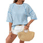 🔥HOT SALE 40% OFF✨Women's Striped Relaxed Fit T-Shirt— Free Shipping For Two Pieces