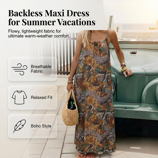 🔥2026 HOT SALE 58% OFF!!!👗Women's Summer Backless Spaghetti Strap Maxi Dress