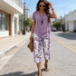 👗 LIMITED TIME: 50% OFF! 🔥Casual Round Neck Layered Tunic Top and Wide Leg Pants Set, Breathable Polyester ✨