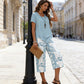 👗 LIMITED TIME: 50% OFF! 🔥Casual Round Neck Layered Tunic Top and Wide Leg Pants Set, Breathable Polyester ✨