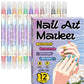 🥳2026 HOT SALE🥳💞50K+ SOLD!✨🎨 50% OFF! Dual-Tip Nail Art Marker Pen SetQuick‑dry, no UV lamp. Fine & brush tips. 12/24 vibrant colors. Easy DIY at home. No smudges, just art! 💅🖌️