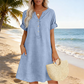 🏖️50% OFF!Only ￡13.99!!🔥Limited Time👗Women's V-Neck Tunic Dress – Relaxed Fit, Pockets & Breathable🍃
