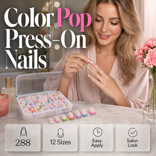 🏆Surprise Price: Only £6.99!!💅Buy 2 Get 1 Free✨Color Pop Press-On Nails – Salon-Style Manicure in Minutes 💅✨