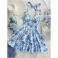 👗🌸 LIMITED-TIME 60% OFF! Women’s Halter Tie-Neck Printed Mini Dress – Lace-Up Front, Smocked Back & Tiered Ruffle Skirt ✨