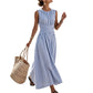 💗👗LAST DAY SALE 60% OFF⚡50K+ SOLD💕Women Casual Striped Sleeveless Maxi Dress✨Loose Breathable Long Sundress Daily Holiday Beach Commute Outfit UK🇬🇧