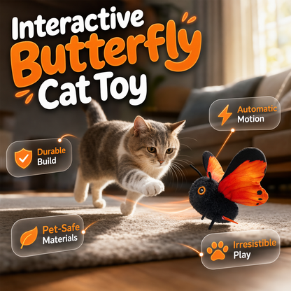 🐱 LIMITED-TIME 50% OFF! Smart Sensing Automatic Flapping Butterfly Cat Toy, Interactive Electric Pet Play Toy🦋