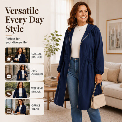 🧥 Plus Size | Women's Mid-Length Hooded Everyday Jacket