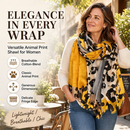 ✨🧣Buy 1 Get 1 Free-2PCS🎁Versatile Lightweight Leopard Print Shawl Scarf