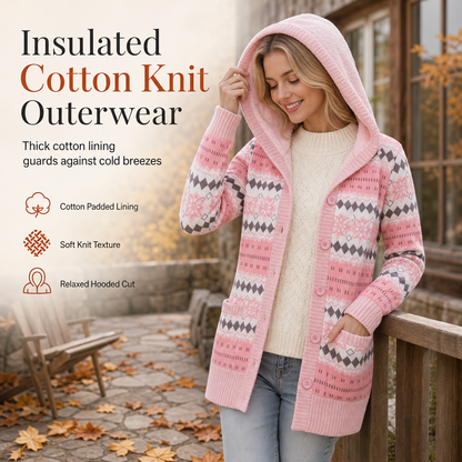 💖50% off!💖 🌼Women's Mid-Length Hooded Knit with Cotton Lining