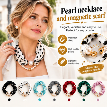 📿 Buy 1 Get 1 Free🩷50% off 🧣 Pearl Scarf Necklace – Timeless Elegance, Adjustable Bow & Piercing-Free Jewellery 🤍